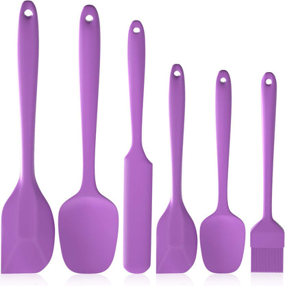 Heat Resistant Silicone Spatulas Set 6pcs, Seamless Design Non-Stick Mixing Spatulas with Stainless Steel Core, Premium BPA-Free Rubber Spatula Baking Cooking Utensile for Home Kitchen BBQ (white)