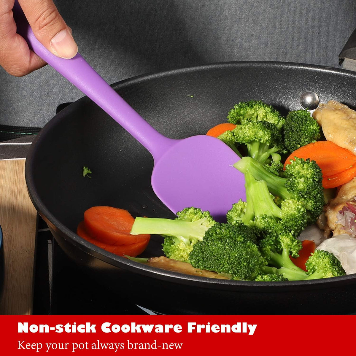 Heat Resistant Silicone Spatulas Set 6pcs, Seamless Design Non-Stick Mixing Spatulas with Stainless Steel Core, Premium BPA-Free Rubber Spatula Baking Cooking Utensile for Home Kitchen BBQ (white)