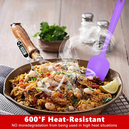 Heat Resistant Silicone Spatulas Set 6pcs, Seamless Design Non-Stick Mixing Spatulas with Stainless Steel Core, Premium BPA-Free Rubber Spatula Baking Cooking Utensile for Home Kitchen BBQ (white)