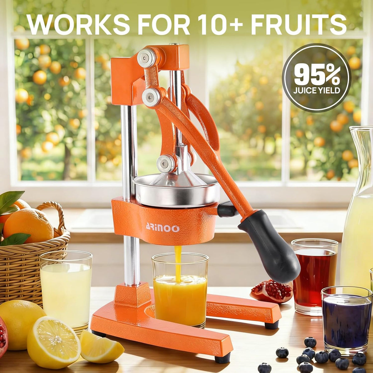 Cast Iron Juicer, Heavy Duty Manual Citrus Juicer