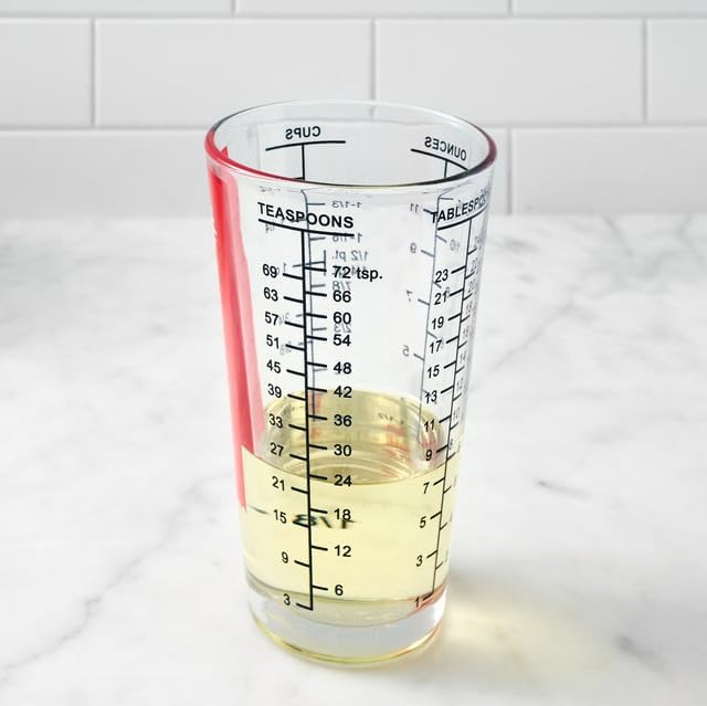 Baking Company Mix N Measure Glass, Heavyweight Glass, Multi-Purpose Liquid and Dry Measuring Cup