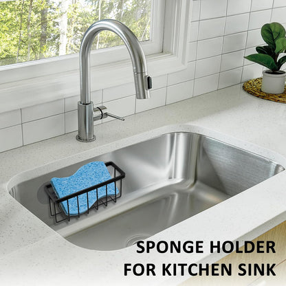 Sponge Holder for Kitchen Sink Suction,Dish Sponge Holder-Black | Kitchen Sink Caddy for Sponges, Scrubbers, Soap