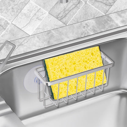Sponge Holder for Kitchen Sink Suction,Dish Sponge Holder-Black | Kitchen Sink Caddy for Sponges, Scrubbers, Soap