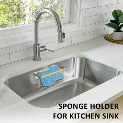 Sponge Holder for Kitchen Sink Suction,Dish Sponge Holder-Black | Kitchen Sink Caddy for Sponges, Scrubbers, Soap