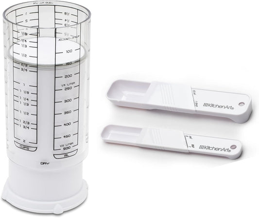 Adjustable Measuring Tool Set, Includes Adjustable Teaspoon, Tablespoon, and 2 Cup Measuring Cup
