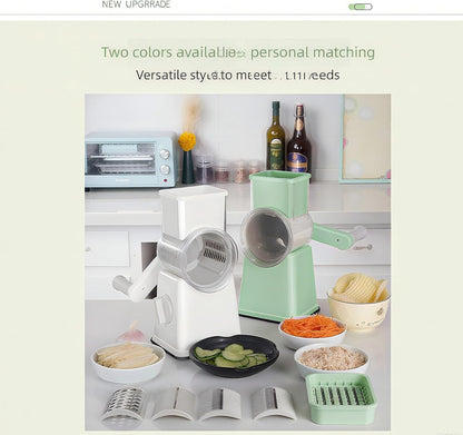 Rotary Cheese Grater and Shredder | Vegetable Chopper and Slicer | 8 Blades Manual Food Cutter | Multi-Function Grater | green