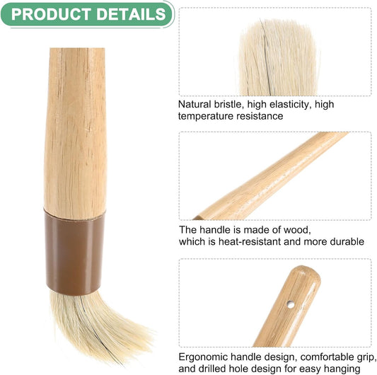 2-Pack Pastry Brush, Round Wooden Handle Natural Bristle Basting BBQ Oil Brush for Cooking/Barbecue/Kitchenh [1.2"]