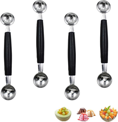 2 Pack Double Ended Headed Fruit Icecream Ball Spoon,Stainless Steel Melon Baller,Smooth Round Melon Balls Melon Scoop for Watermelon/Ice Cream/Fruits/Sorbet/Meatball