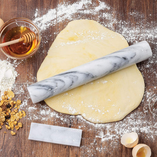 Fox Run French Marble Rolling Pin with Base, White, 3 x 12 x 3 inches
