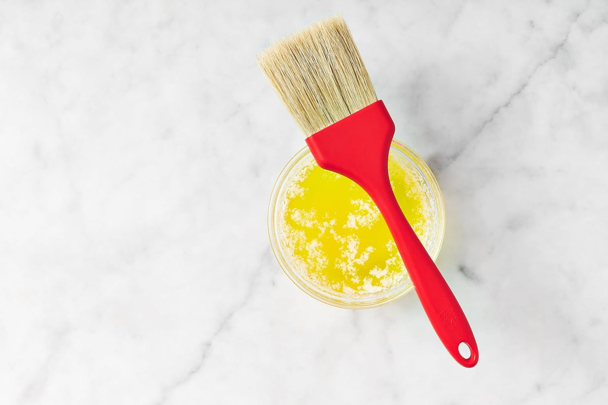 Baking Company Professional Pastry Brush, Natural Boar Bristles, 2-Inch, For Butter, Egg Wash, Glaze And Baking Prep