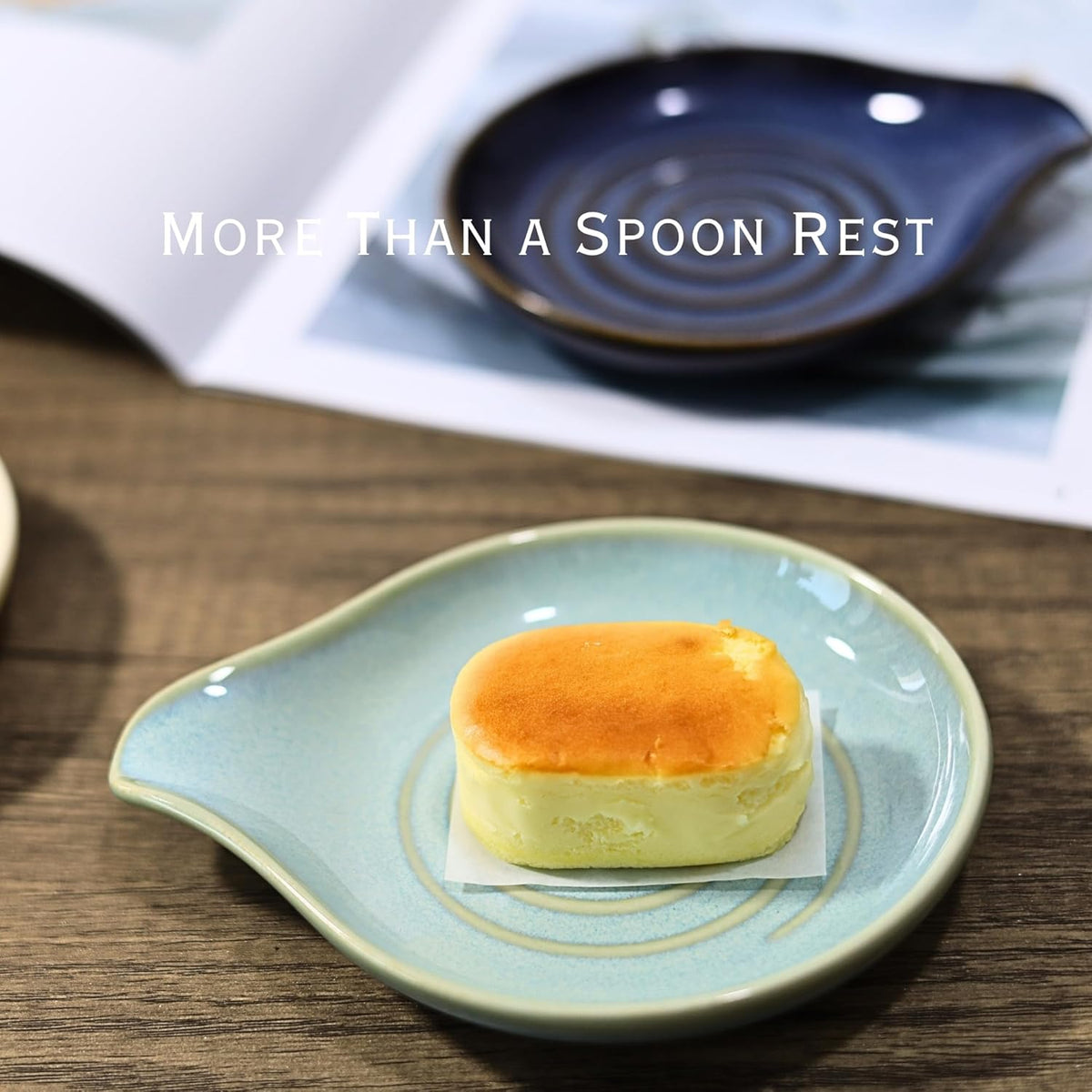 Spoon Rest for Stove Top, Ceramic Spoon Holder for Kitchen Counter | 6.2" Large Cooking Utensil Rest for Spatula, Spoon & Ladle, Kitchen Counter Decor for Pioneer Woman, Matte Black