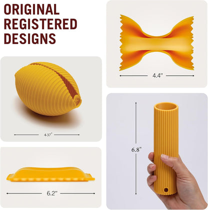 Monkey Business Silicone Kitchen Tools in Gift Box/ 4 Big Pasta shaped kitchen gadgets/Farfalloni Pot Grips, Ravioli Spoon Rest, Conchiglie Lemon Squeezer and Penne Pan Grip/Pasta Grande No. 4