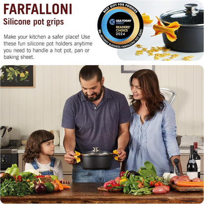 Monkey Business Silicone Kitchen Tools in Gift Box/ 4 Big Pasta shaped kitchen gadgets/Farfalloni Pot Grips, Ravioli Spoon Rest, Conchiglie Lemon Squeezer and Penne Pan Grip/Pasta Grande No. 4