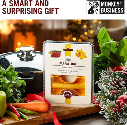 Monkey Business Silicone Kitchen Tools in Gift Box/ 4 Big Pasta shaped kitchen gadgets/Farfalloni Pot Grips, Ravioli Spoon Rest, Conchiglie Lemon Squeezer and Penne Pan Grip/Pasta Grande No. 4