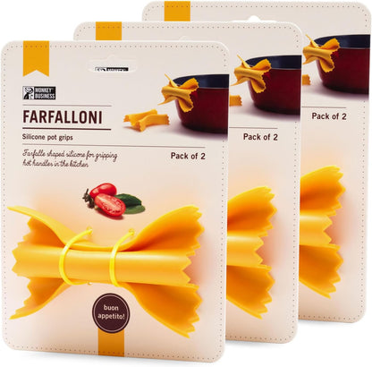 Monkey Business Silicone Kitchen Tools in Gift Box/ 4 Big Pasta shaped kitchen gadgets/Farfalloni Pot Grips, Ravioli Spoon Rest, Conchiglie Lemon Squeezer and Penne Pan Grip/Pasta Grande No. 4