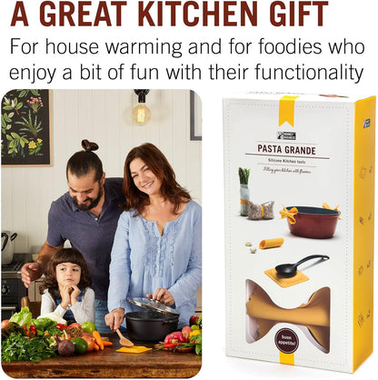 Monkey Business Silicone Kitchen Tools in Gift Box/ 4 Big Pasta shaped kitchen gadgets/Farfalloni Pot Grips, Ravioli Spoon Rest, Conchiglie Lemon Squeezer and Penne Pan Grip/Pasta Grande No. 4
