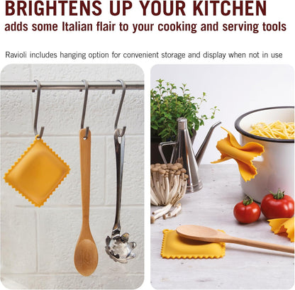 Monkey Business Silicone Kitchen Tools in Gift Box/ 4 Big Pasta shaped kitchen gadgets/Farfalloni Pot Grips, Ravioli Spoon Rest, Conchiglie Lemon Squeezer and Penne Pan Grip/Pasta Grande No. 4