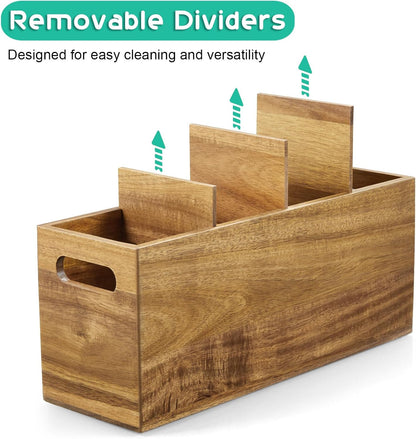 Black Kitchen Utensil Holder for Countertop - Wooden Large Utensil Caddy Organizer for Counter - 3 Compartment Cooking Utensil Crock for Silverware Spoon Spatula