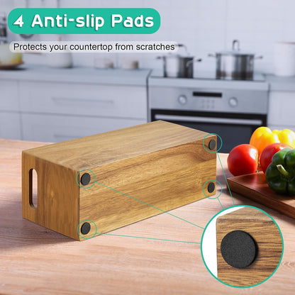 Black Kitchen Utensil Holder for Countertop - Wooden Large Utensil Caddy Organizer for Counter - 3 Compartment Cooking Utensil Crock for Silverware Spoon Spatula
