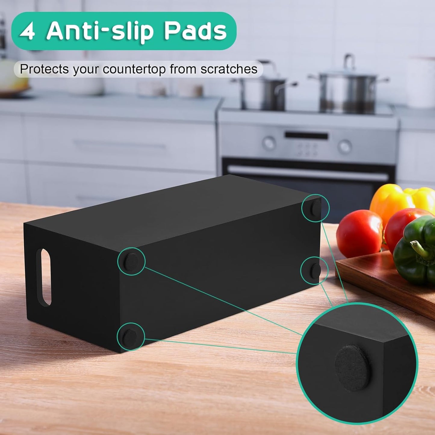 Black Kitchen Utensil Holder for Countertop - Wooden Large Utensil Caddy Organizer for Counter - 3 Compartment Cooking Utensil Crock for Silverware Spoon Spatula