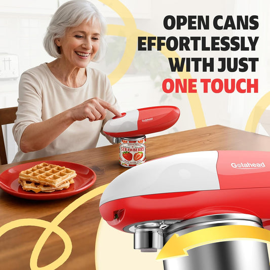 Hands Free Electric Can Opener for Seniors with Arthritis, Automatic Handheld Battery-Operated Kitchen Appliance Gift Easy Side Cut All Can Sizes with Smooth Edge, hand-Safe and kitchen Gadget