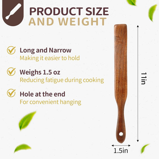 Spurtle for Sourdough Starter, 11 Inch Wooden Sourdough Spatula Spurtles, Mixing Stick & Jar Scraper for Deep Containers, Bread Making Tool, Kitchen Gadgets & Utensils for Baking Cooking(2 PCS)