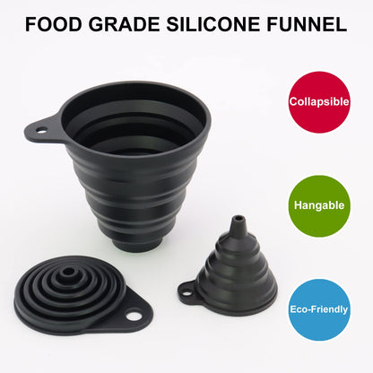 3 Sizes of Kitchen Funnel Set, Food Grade Funnels for Filling Bottles, Premium Silicone Collapsible Funnel for Transferring Liquid, Powder Transfer, Large Wide Mouth Canning Funnel, Small Funnel, HPWT