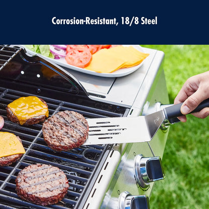 BBQ 2-pc Stainless Steel Pizza Cutter and Bench Scraper Set, Rocking Blade with Safety Guard and Measuring Scraper for Dough, BBQ and Baking