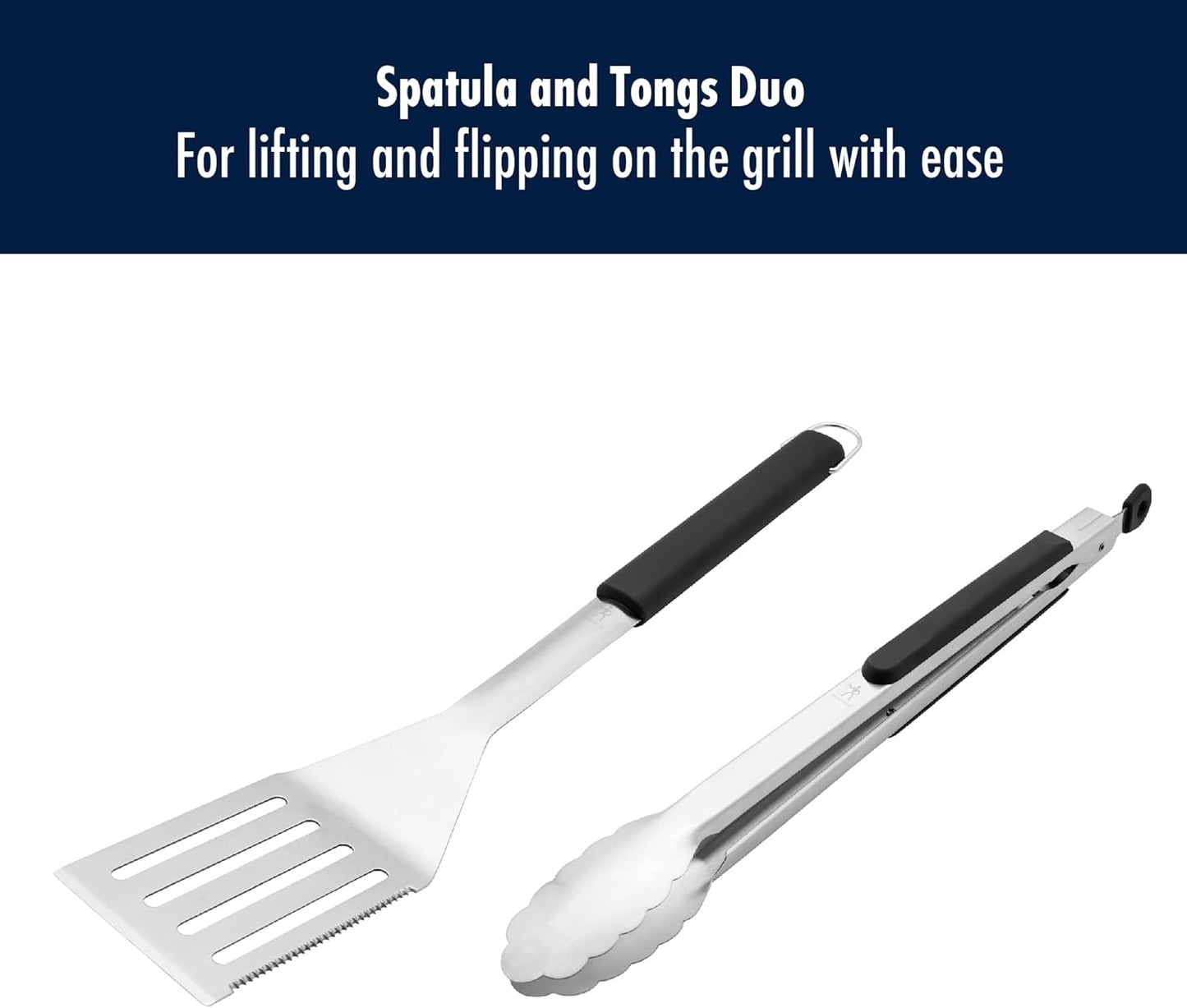 BBQ 2-pc Stainless Steel Pizza Cutter and Bench Scraper Set, Rocking Blade with Safety Guard and Measuring Scraper for Dough, BBQ and Baking