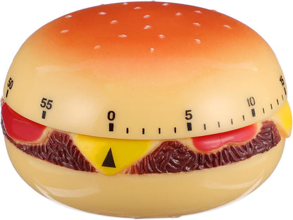 Mechanical Kitchen Timer, Burger Shaped 60-Minute Wind Rotating Countdown Egg Reminder Loud Ring Time Management for Baking Cooking Reminder