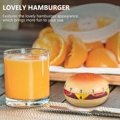 Mechanical Kitchen Timer, Burger Shaped 60-Minute Wind Rotating Countdown Egg Reminder Loud Ring Time Management for Baking Cooking Reminder