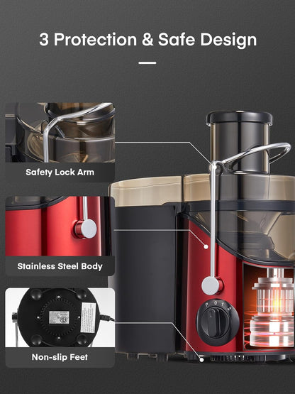 Juicer Machines, Juilist 3" Wide Mouth, Max 800W, 3-Speed 400W Easy-Clean