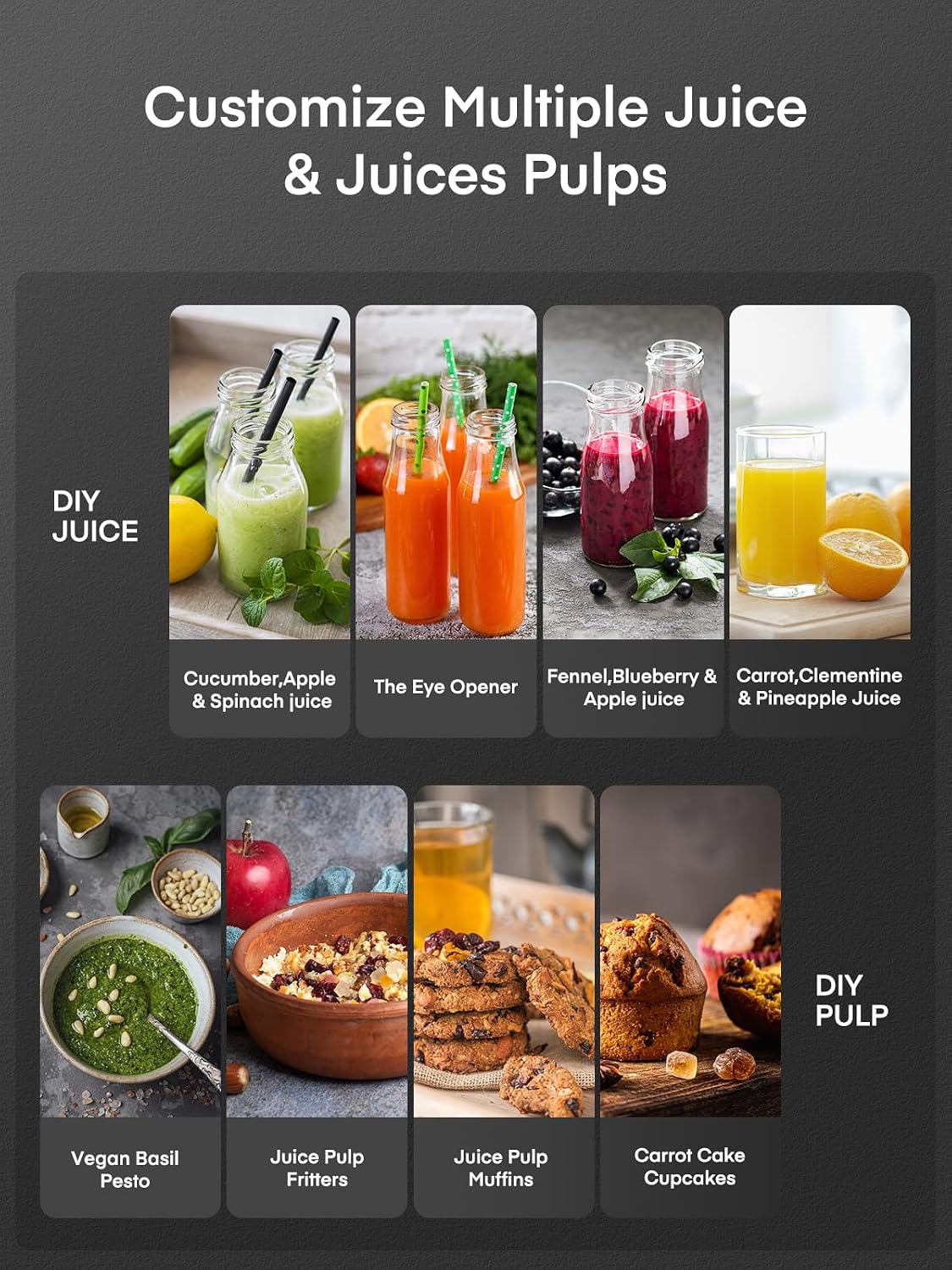 Juicer Machines, Juilist 3" Wide Mouth, Max 800W, 3-Speed 400W Easy-Clean