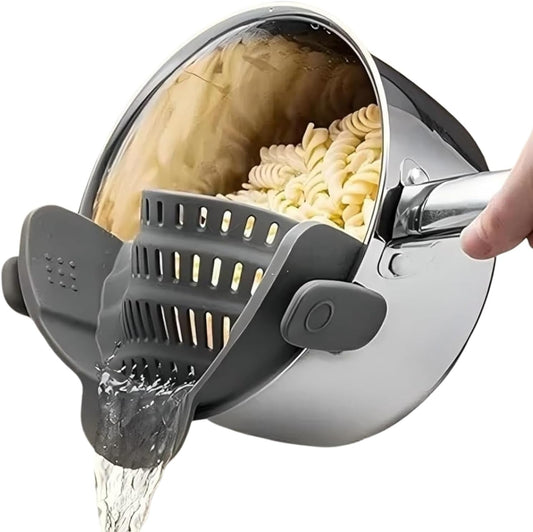 Clip on Strainer Silicone for All Pots and Pans, Pasta Strainer Clip on Food Strainer for Meat Vegetables Fruit Silicone Kitchen Colander