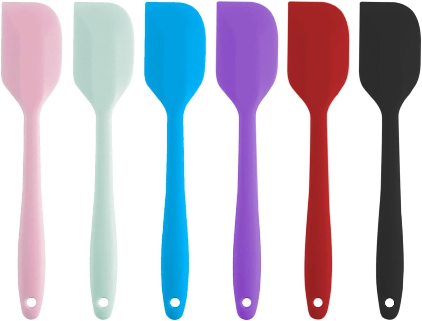 Silicone Spatula Set, 6 Pack, 8.5 Inch, Heat Safe to 500°F | Flexible silicone heads scrape bowls and cookware without scratching, then clean easily by hand or dishwasher
