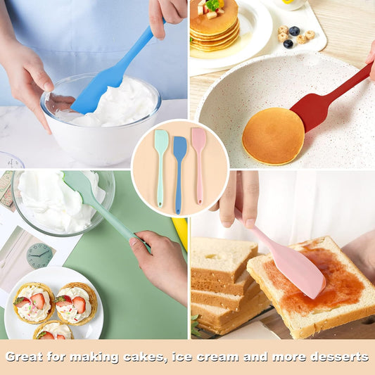 Silicone Spatula Set, 6 Pack, 8.5 Inch, Heat Safe to 500°F | Flexible silicone heads scrape bowls and cookware without scratching, then clean easily by hand or dishwasher