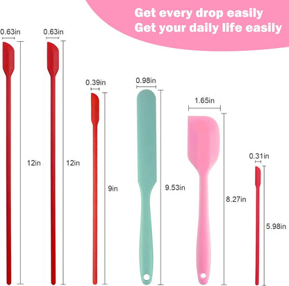 Silicone Spatula Set, 6 Pack, 8.5 Inch, Heat Safe to 500°F | Flexible silicone heads scrape bowls and cookware without scratching, then clean easily by hand or dishwasher
