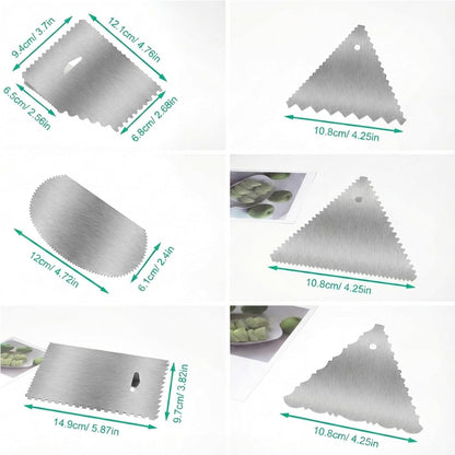 6 PCS Cake Scraper, Metal Cake Scraper, Stainless Comb for Buttercream, Frosting, Mousse, and Baking Projects