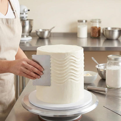 6 PCS Cake Scraper, Metal Cake Scraper, Stainless Comb for Buttercream, Frosting, Mousse, and Baking Projects