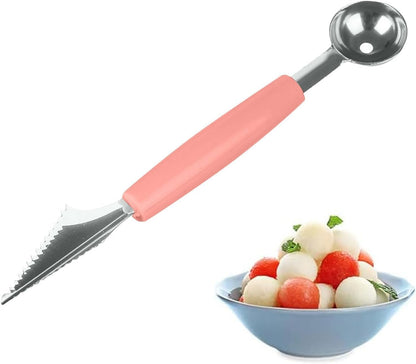 Pink 3-in-1 Fruit Ball Cutter, Fruit Ball Picker,Melon Fruit Cutter,Seed Removal, Stainless Steel Multi-functional Cutter, Carving Knife - Ice Cream Scoop Fruit Carving Cutter，Flatware，Fruit Knives