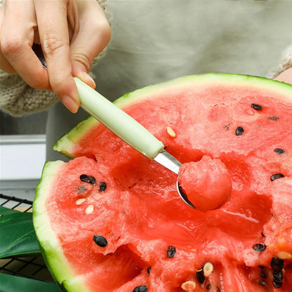 Pink 3-in-1 Fruit Ball Cutter, Fruit Ball Picker,Melon Fruit Cutter,Seed Removal, Stainless Steel Multi-functional Cutter, Carving Knife - Ice Cream Scoop Fruit Carving Cutter，Flatware，Fruit Knives