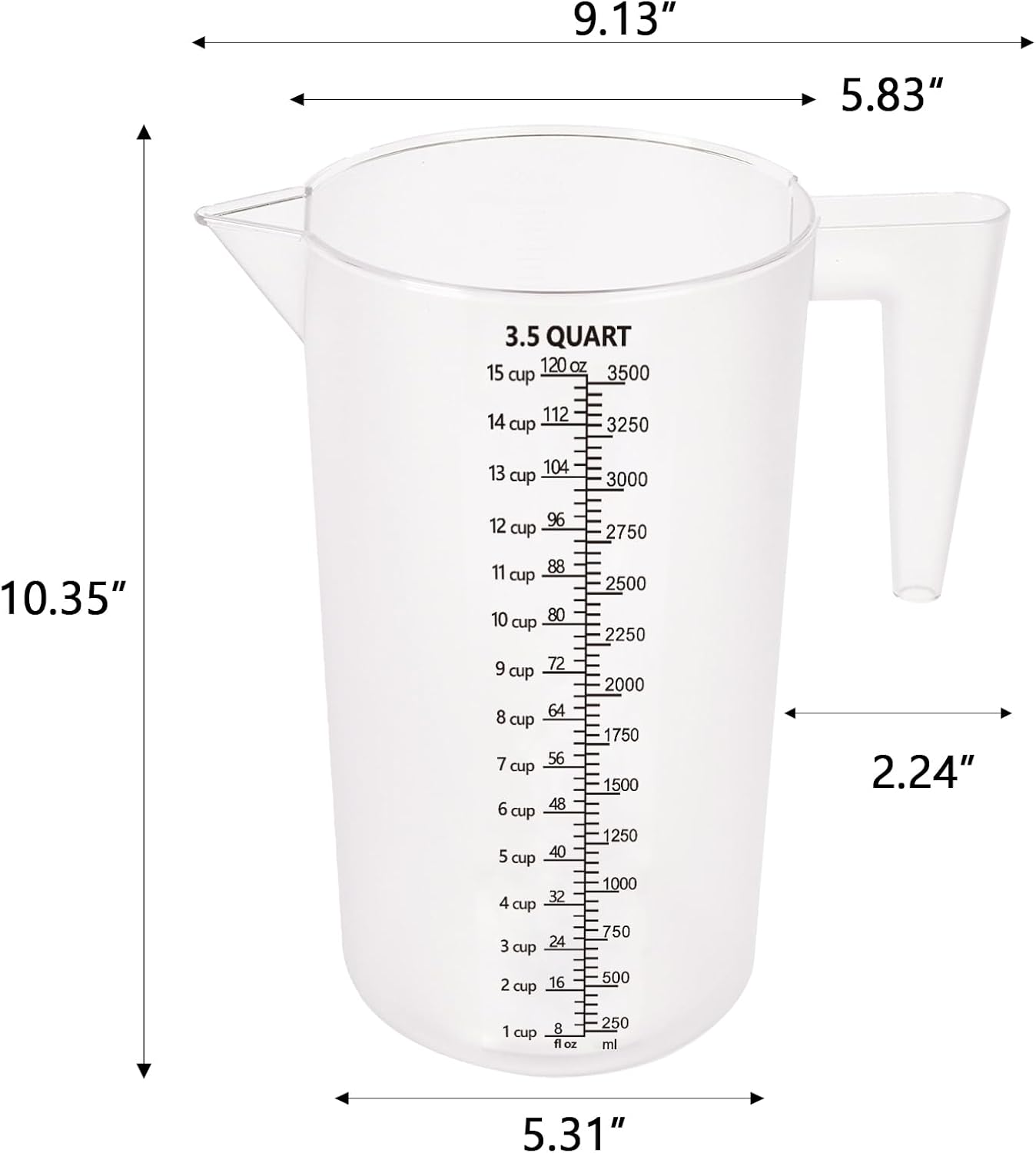 Food-Grade Plastic Measuring Pitcher – 32 Ounce & 4 Cups Measuring Cups with Handle for Liquid, Motor Oil, Pool & Lawn Chemicals, Dilution, Soap Mixing, Brewing, Commercial & Kitchen Use(1000ml)