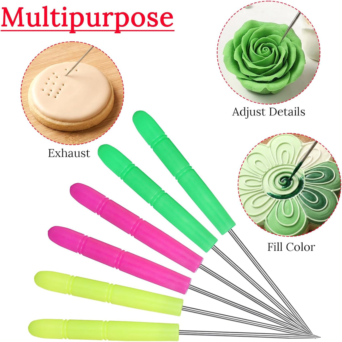 16 PCS Fondant Tools Cake Decorating Brushes Tool Set, Food Paint Brush Include Cookie Pastry Brushes Baking Brush Needles Sugar Stir Needles Elbow and Straight Tweezers for Cake Fondant Decor Supplie