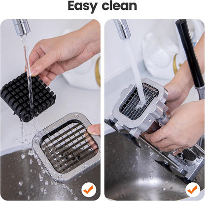 French fry cutter with two blades (1/2 inch and 3/8 inch), commercial stainless steel French fry slicer, suitable for whole potatoes, carrots, and cucumbers,fries cutter,potato slicer