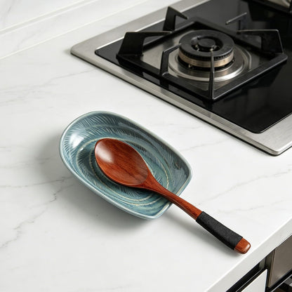 Ceramic Spoon Rest for Kitchen Counter 5.1 Inch Porcelain Utensil Rest Farmhouse Cooking and Coffee Spoon Rest for Stove Top (white)