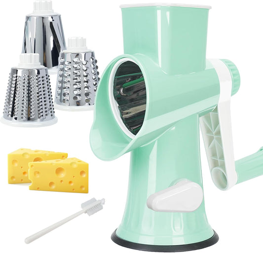 Cheese Grater with Handle,Multifunctional Rotary Cheese Grater | Kitchen Cheese Shredder Can Easily Chop Vegetables,Potatoes,Carrots,Etc.The Suction Cup is Stable and Easy to Clean