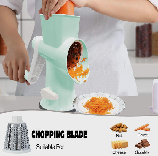 Cheese Grater with Handle,Multifunctional Rotary Cheese Grater | Kitchen Cheese Shredder Can Easily Chop Vegetables,Potatoes,Carrots,Etc.The Suction Cup is Stable and Easy to Clean