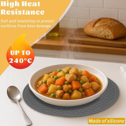 Silicone Microwave Mat – 11.7" Round Non-Slip Trivet, Heat-Resistant Hot Pot Holder, Jar Opener & Dishwasher Safe Mat