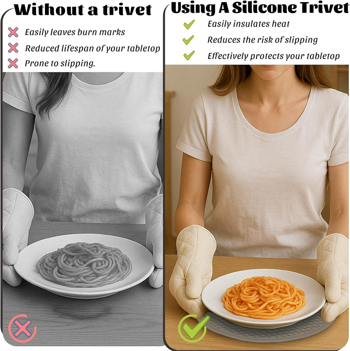 Silicone Microwave Mat – 11.7" Round Non-Slip Trivet, Heat-Resistant Hot Pot Holder, Jar Opener & Dishwasher Safe Mat