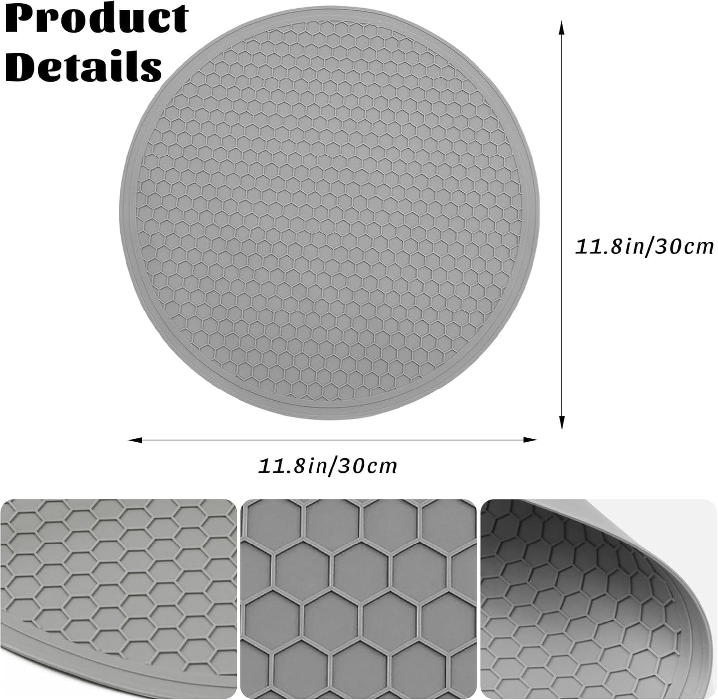 Silicone Microwave Mat – 11.7" Round Non-Slip Trivet, Heat-Resistant Hot Pot Holder, Jar Opener & Dishwasher Safe Mat